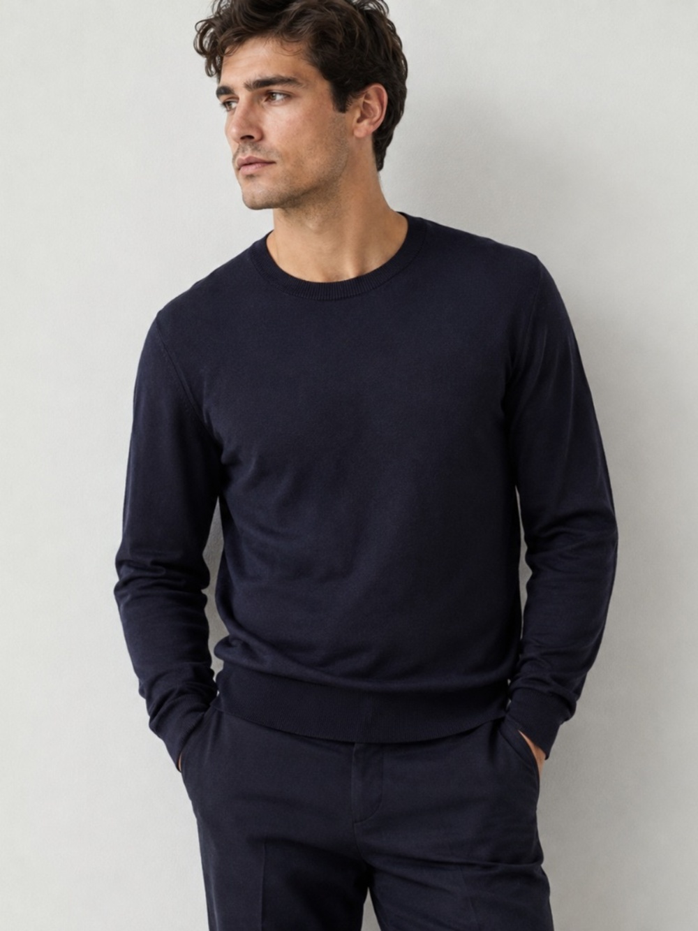 Givenchy Paris Men’s Black Cotton Mesh Back dark navy blue Crewneck Sweater